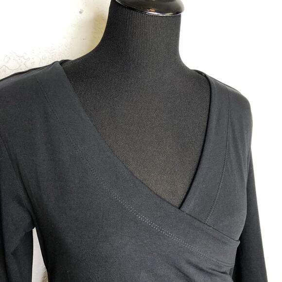 Soft Surroundings black faux wrap dress size Petite Small - Picture 4 of 13